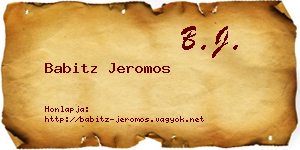 Babitz Jeromos névjegykártya